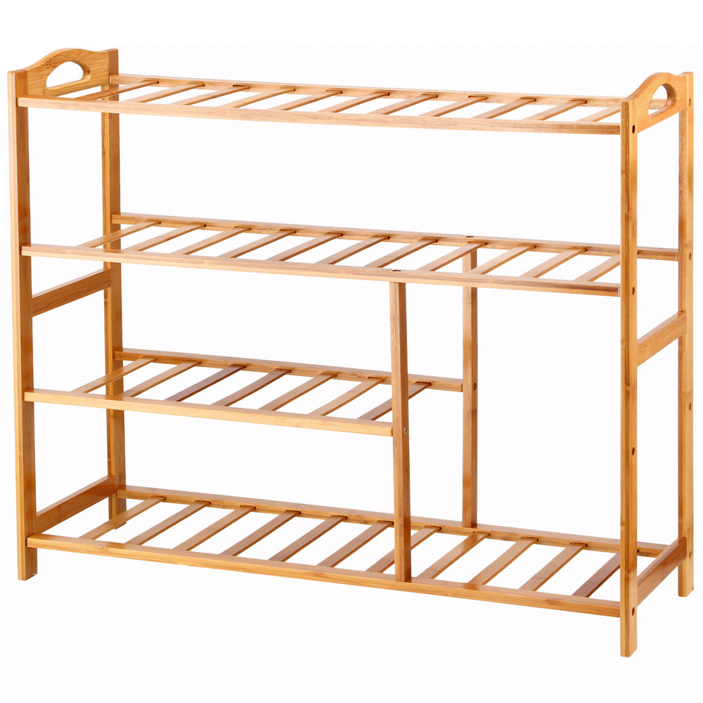 Ollieroo Natural Bamboo 4 Tier Shoe Rack 1013 Pairs Entryway Shoe