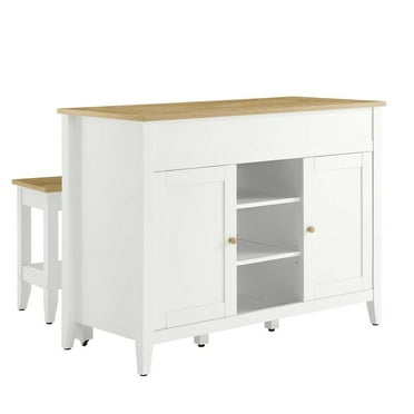 Garland3-Piece Kitchen Island and Stool Set in Oak White