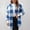 Sky Blue, variant on Plaid Fleece Lapel Collared Coat for Women, Fashionable Loose Coat, Casual Outerwear for Fall and Winter