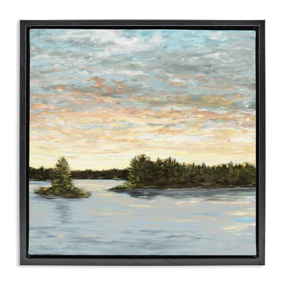 Stupell Industries Lake Shore at Sundown Black Framed Floater Canvas Wall Art, design by Julie DeRice
