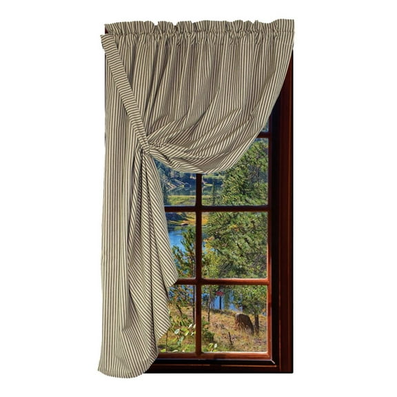 York Ticking Black Single Panel - 56x63 - Home Collections by Raghu