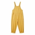 thumbnail image 6 of Womens Jumpsuit Sleeveless Casual Summer Overalls Jumpers Adjustable Strap Baggy Wide Leg Long Pants Rompers with Pockets Yellow, 6 of 6