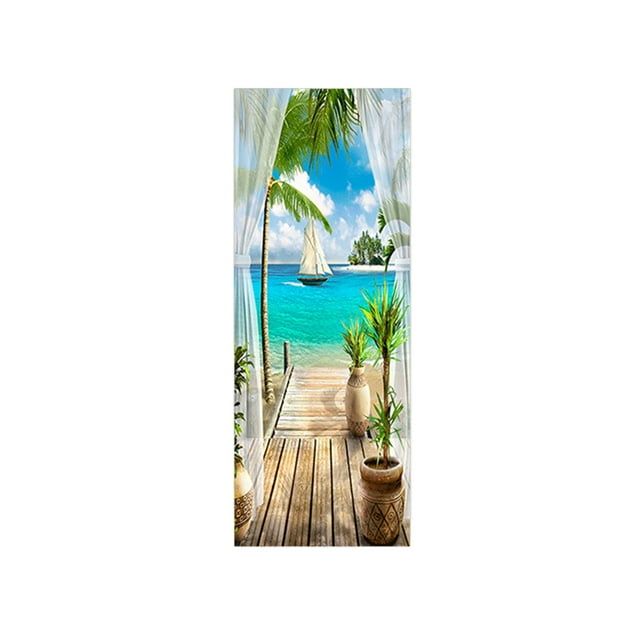 Maytalsory 2x Customizable Home Style With 3D Door Posters Easy To Apply Remove Waterproof As Shown XL:95*215cm 1Set