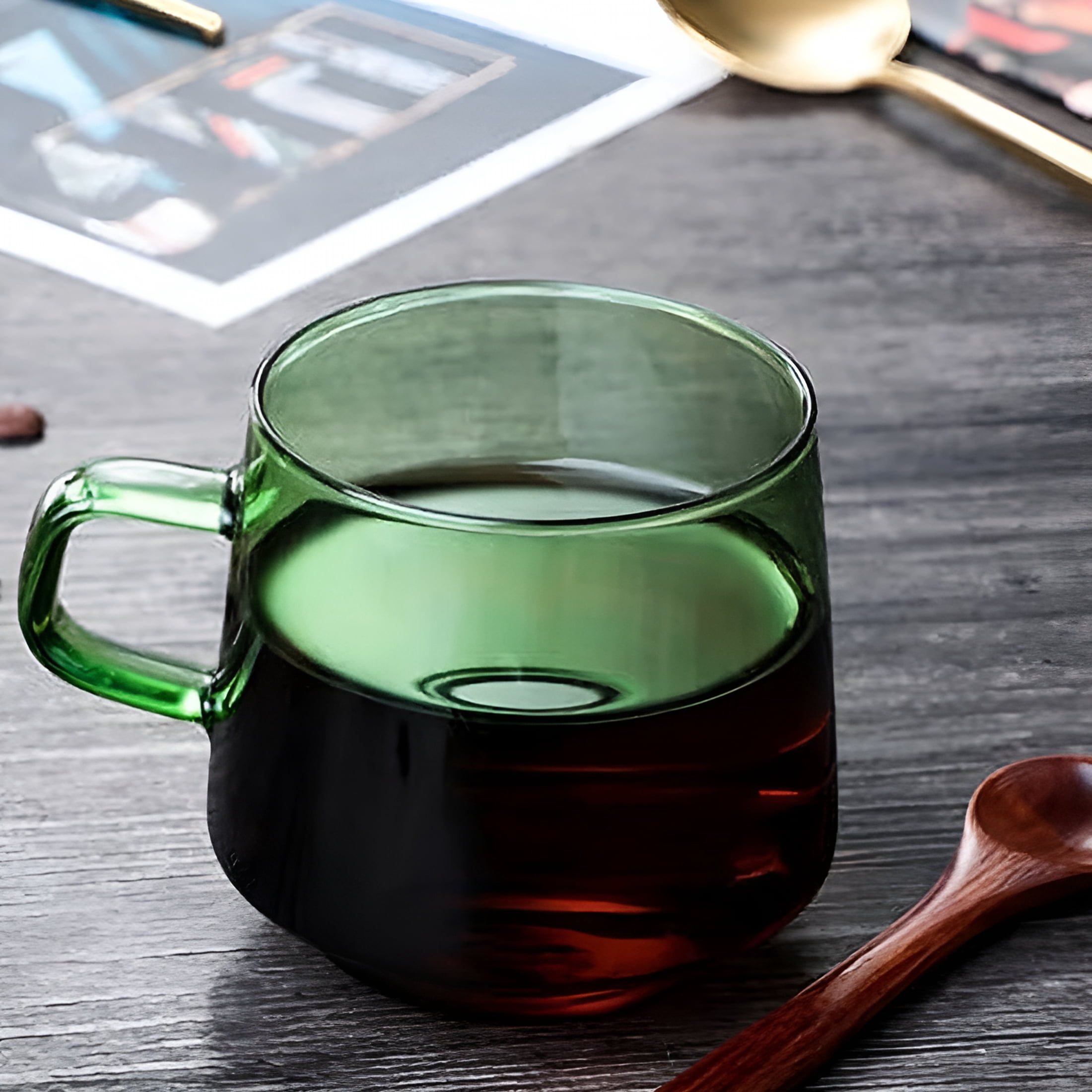ACDANC 2026 New Glass Coffee Mugs Set of 2-10 Oz Glass Stackable Coffee Cups with Handle - Colored Tea Cups Drinking Glasses for Espresso,Latte,Tea,Milk,Color Fresh and Thick Glass Coffee Cup