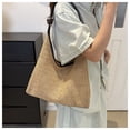 thumbnail image 4 of Xiao Hua Bolso de hombro tejido para mujer, bolso de mano y neceser, elegante bolso de playa para verano, 32 x 11 x 35 cm (negro), 4 of 5