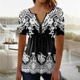 thumbnail image 2 of Patlollav Women Short Sleeve Shirts Fashion Casual Print Loose Tee Tops Tunic Blouse on Ladies, 2 of 6