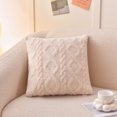 thumbnail image 2 of Decorative Throw Pillow Covers Faux Textured Square Throw Pillow Covers Neutral Soft Throw Pillow Covers for Couch Sofa Living Room Beige 18X18 Inches 1 Pack, 2 of 7