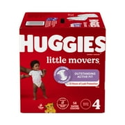 Huggies Little Movers Baby Diapers, Size 4 (22-37 lbs), 58 Ct (Select for More)