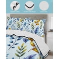 thumbnail image 3 of Full Size Quilt Bedding Set, Blue Yellow Leaves Reversible Summer Quilt 3 Pieces, Spring Botanical Leaf Farmhouse Watercolor Lightweight Bedspreads Coverlets with 2 Pillow Shams for All Seasons, 3 of 5