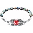 thumbnail image 5 of Dynamic QR Code Medical Alert Bracelet for Women | Round Abalone Shell Beads & Stainless Steel ID | Scan to Edit Emergency Info, Allergy & Diabetes ID Jewelry, Double Lobster Clasp, Adjustable, 5 of 5
