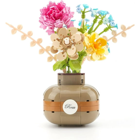 Remocguys Flower Bouquet Building Set with Vase Mini Not Compatible with Lego Botanical Home Decor for Adults 542 Pcs