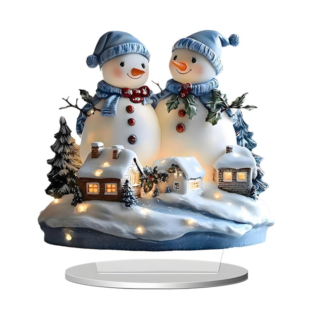 E Creative Winter Santa Snowman Acrylic Stand Holiday Home Decoration Gift Ornament Tabletop Display Design E