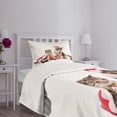 thumbnail image 3 of Ambesonne Christmas Quilted Bedspread Set 2 Pcs, Dog Cat with Presents, Twin Size, White Brown Red, 3 of 5