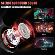 Gaming Headset for PC, PS5, PS4, Xbox Headset with 7.1 Surround Sound, Gaming Headphones with Noise Cancelling Flexible Mic RGB Light Memory Earmuffs for Xbox one, Switch, Mac