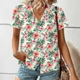 thumbnail image 5 of Cavosen Womens Summer Blouses Short Sleeves Button down Collared Hawaiian Tropical Print Shirts Pullover Button up Vacation Tops Casual Dressy Resort Beach Tees Going out XL, 5 of 7