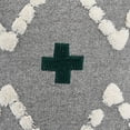 thumbnail image 6 of Laddha Home Designs Hand-Stitched Swiss Cross Cotton Throw Pillow Cover - 20" - Gray and Green, 6 of 8