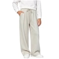 thumbnail image 3 of SDNall Girls Drawstring Wide Leg Sweatpants, Solid Color Elastic Waist Casual Trousers for School Sports, Fall Winter Daily Causal Pants 4-16 Years, 3 of 7