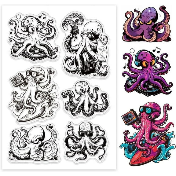 Custom Summer Theme PVC Plastic Clear Stamps for DIY Scrapbooking Photo Album Decorative Cards Making Octopus 160x110mm