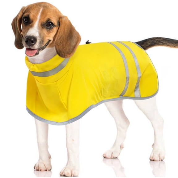 Kuoser Dog Raincoat Waterproof Rain Jacket with Reflective Stripes for Dogs, Yellow, M