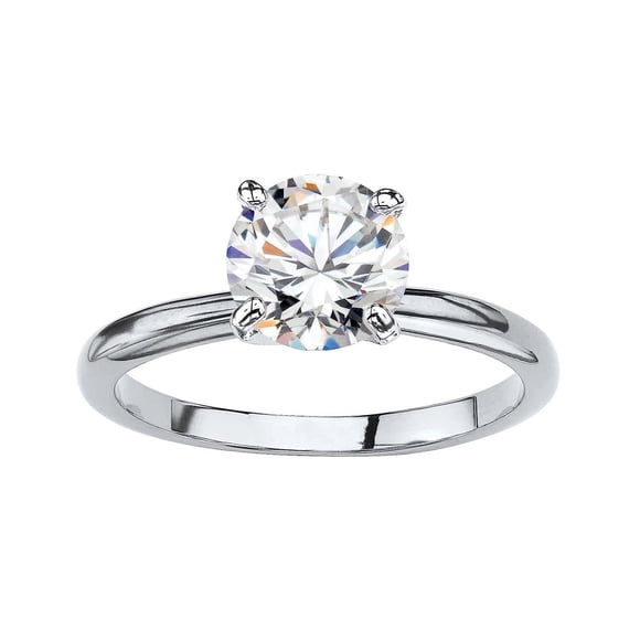 18K White Gold 4ct Created White Sapphire Round Engagement Wedding Ring Plated Sizes 5-10 | Jewelry Gift for Her Women Girls