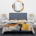thumbnail image 3 of Designart "Yellow and Black Abstract Arrangement II" Abstract Bedding Covert Set - Abstract Yellow Modern Bed Set With 2 Shams, 3 of 6