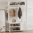 thumbnail image 3 of Laintene Hall Tree with Bench – 5-in-1 Entryway Shoe Rack with 7 Hooks, 3 Drawers & Shoe Storage, Heavy-Duty Coat Rack for Industrial Hallway, Living Room, White, 3 of 8