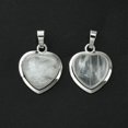 thumbnail image 3 of Natural Quartz Pendants Rock Heart Charms with Rack Plating Platinum Plated Brass Findings Cadmium Free & Lead Free 23x19.5x8~9mm Hole: 7x5mm, 3 of 4