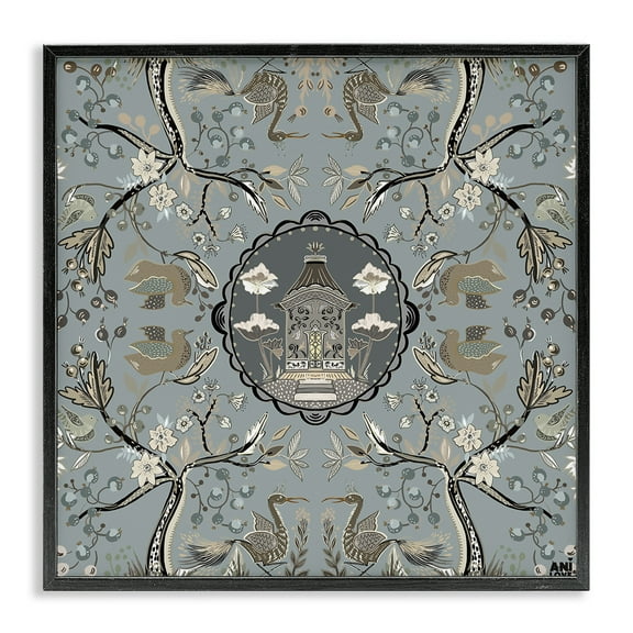 Stupell Industries Asian Inspired Garden Plants & Flowers Painting Black Framed Art Print Wall Art, 12 x 12