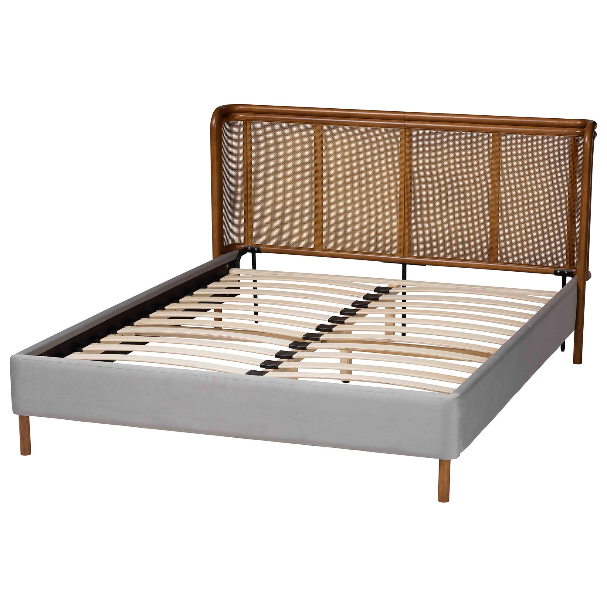 Baxton Studio Harrell Mid-Century Platform Bed, Queen, Walnut Brown