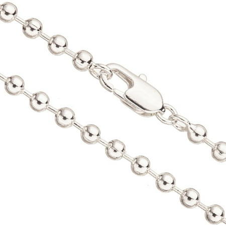 16Inch Necklace Silver Ball Chain, Silver Plated 3.2mm Ball With Lobster Claw Clasp