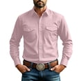 thumbnail image 4 of ZUBKTE Men's Work Shirts Solid-Color Long-Sleeve Button-Down western Shirts with Pockets S-3XL, 4 of 8