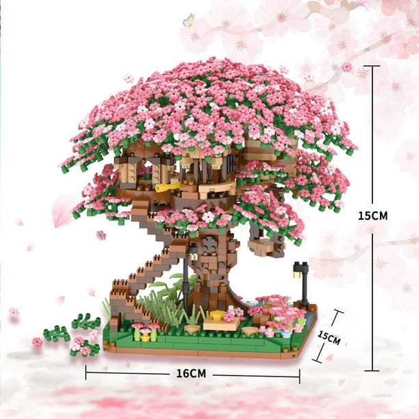 1 set Fleur De Cerisier En Pot Mini Bloc De Construction Fleur