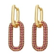 thumbnail image 1 of 1 Pair Woman Earrings Colorful Rhinestone Earring Plating Fashionable Copper Ear Jewelry Decorations for Party Present Gold Red Crystal, 1 of 8
