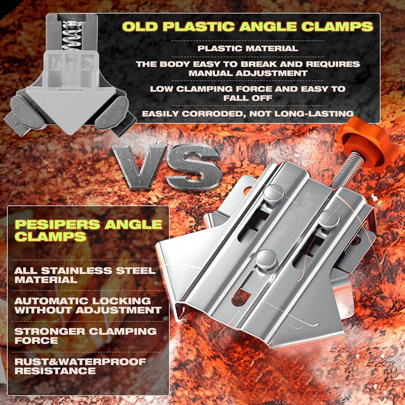 Stainless Steel Right Angle Clamp for Woodworking, Rust& 90 Degree Corner Clamps with Adjustable 4pcs