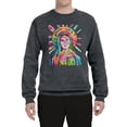 thumbnail image 2 of Wild Bobby Rainbow Painted Mother Mary Dean Russo Design Inspirational/Christian Unisex Crewneck Sweatshirt, Charcoal, 3X-Large, 2 of 6