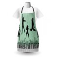 thumbnail image 3 of Silhouette Apron, Jumping Happy People Piano Grunge Splashes Music, Unisex Kitchen Bib with Adjustable Neck for Cooking Gardening, Adult Size, Grey Almond Green, by Ambesonne, 3 of 4