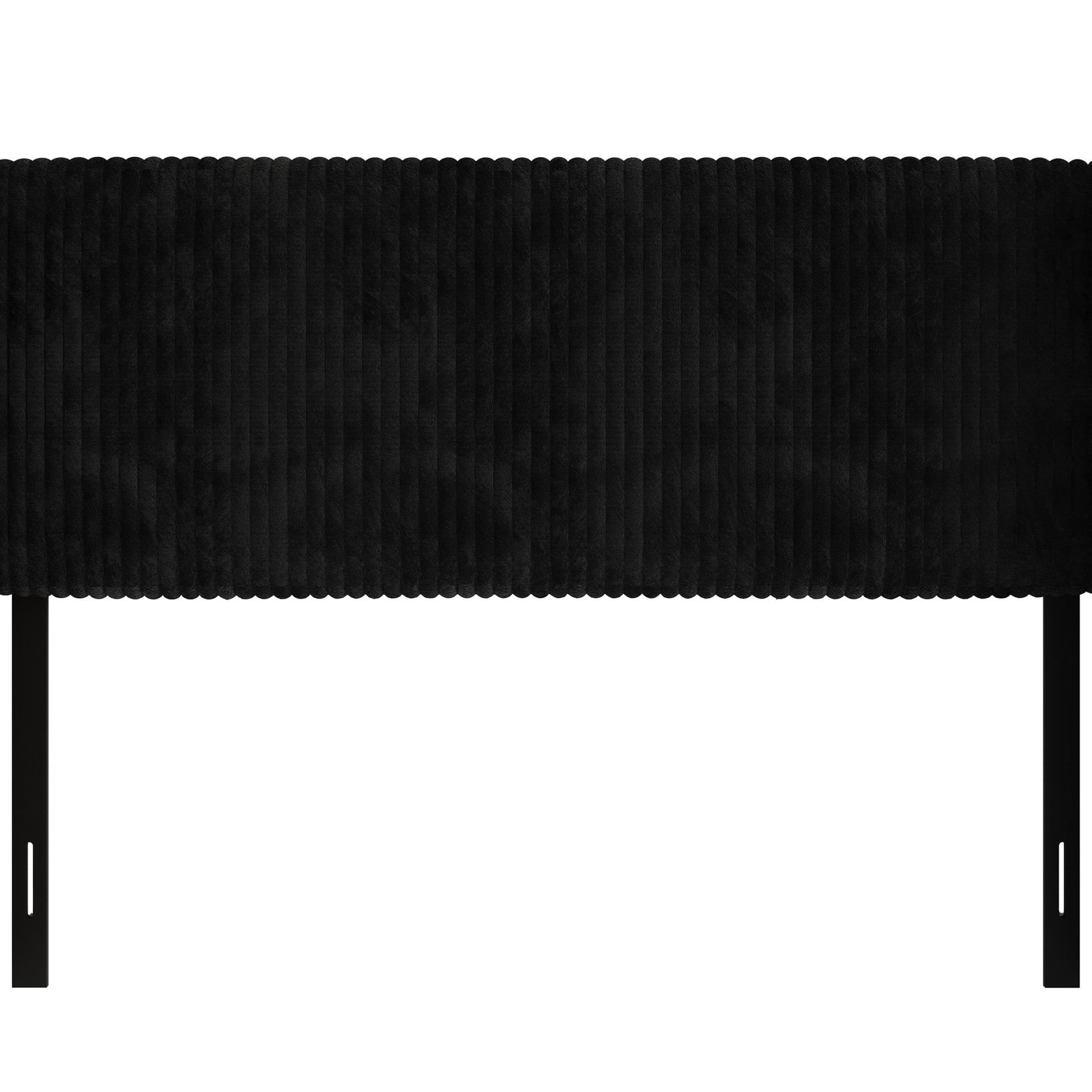 Home Design Lenox Twin Upholstered Wingback Headboard, Soft Corduroy, Black, Easy to Assemble