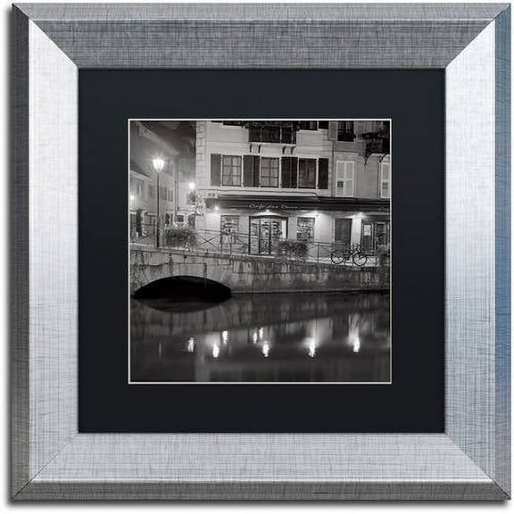 Trademark Fine Art "Cafe des Ducs 1" Canvas Art by Alan Blaustein, Black Matte, Silver Frame