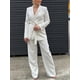 thumbnail image 4 of Blazer de manga larga con cuello en V y cinturón para mujer, conjunto de pantalón largo con cordones a la moda, traje elegante para oficina, 2023, 4 of 5