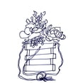 thumbnail image 2 of Chapman, Marcy 24x32 Black Ornate Wood Framed with Double Matting Museum Art Print Titled - Hand Sketch Hanging Succulents blue, 2 of 4