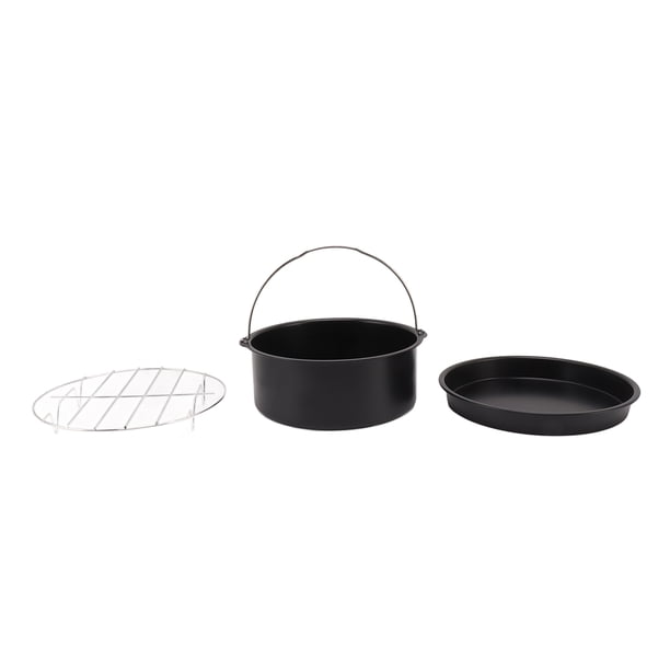 Juego de Accesorios Universales para Freidora Barril para Hornear Pasteles de Acero Inoxidable Parrilla para Pizza Revestimiento Antiadherente Apto para Lavavajillas Negro ANGGREK Otros