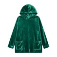 thumbnail image 4 of BRGZLK Oversized Velvet Hoodies for Women Trendy Y2K Long Sleeve Loose Fit Soft Warm Pullover Tops with Pockets Solid Color Fall Winter Clothes Green 2XL, 4 of 6
