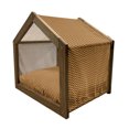 thumbnail image 2 of Yellow Chevron Pet House, Chevron Pattern with Yellow and Brown Lines Classical Retro, Outdoor & Indoor Portable Dog Kennel with Pillow and Cover, 5 Sizes, Pale Brown Marigold, by Ambesonne, 2 of 5