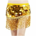 thumbnail image 2 of QATAINLAV Women's Sequins Fringe Wrap Skirt Sparkly Hip Scarf Party Tassel Skirts Belly Dance Clothes, Yellow, Birthday Gifts, 2 of 3