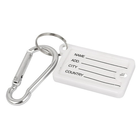 Unique Bargains Name ID Tags Label Luggage Bag Keychain Carabiner Hook White Silver Tone