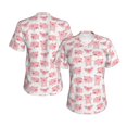 thumbnail image 3 of Yiaed Kawaii Pigs Print Women's T Shirt V-Neck Short Sleeve Shirt Casual Breathable Tee Summer Tops-Small, 3 of 5
