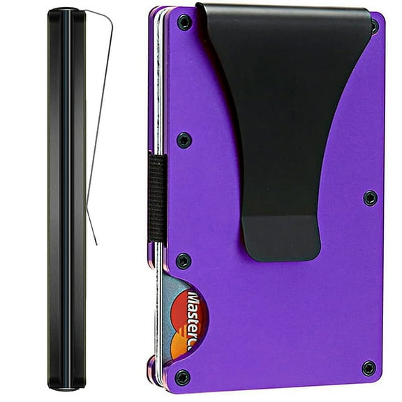 Notus Metal Wallet for Men Aluminum Credit Card Holde Minimalist Slim Wallet RFID Blocking Card Holder Money Clip Smart Wallet Purple