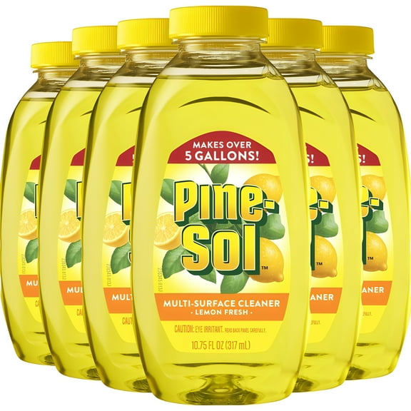 Pine-Sol Multi Surface Cleaner, 6 Pack, Concentrated Multi Purpose Cleaner and Degreaser for Kitchen and Bathroom, Makes 5 Gallons, Lemon Fresh Scent, 10.75 oz. Each