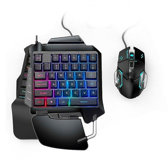 One-handed Keyboard Rgb Gaming Mouse + Gaming Keyboard Kit 35 Led Left Hand Mini Keypad For Mobile
