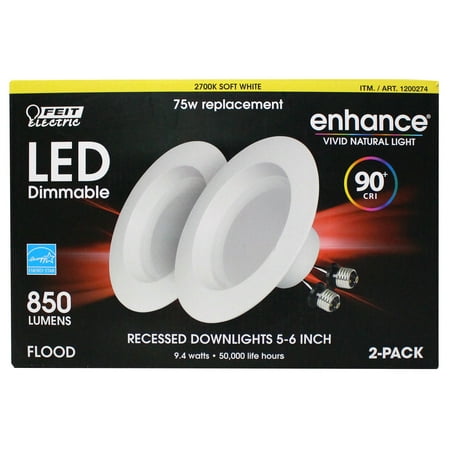 Feit Enhance 90+CRI 75W Replacement Dimmable 2700K  5  to 6  LED  1pk incomplete